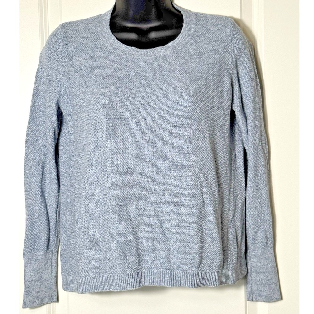 Banana Republic Light Blue Textured Knit Split Back Sweater Womens Size S